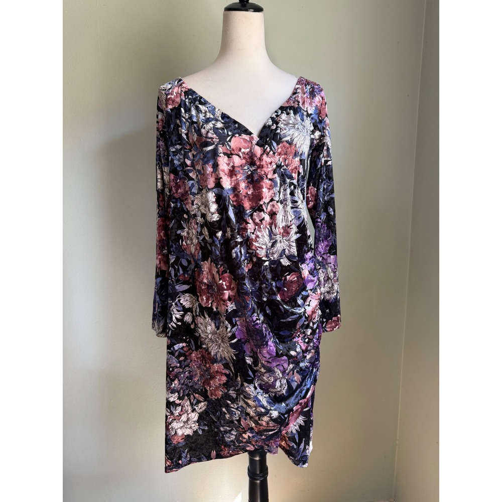 Fashion Nova Velvet Mini Dress Floral purple pink whimsigoth retro boho party y2